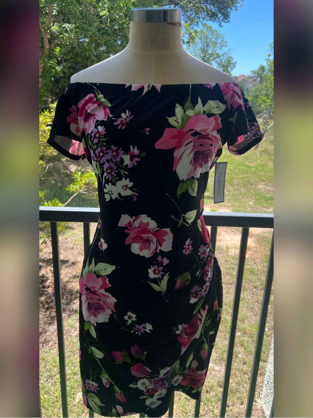 Premier Amour Off-the-Shoulder Floral Dress